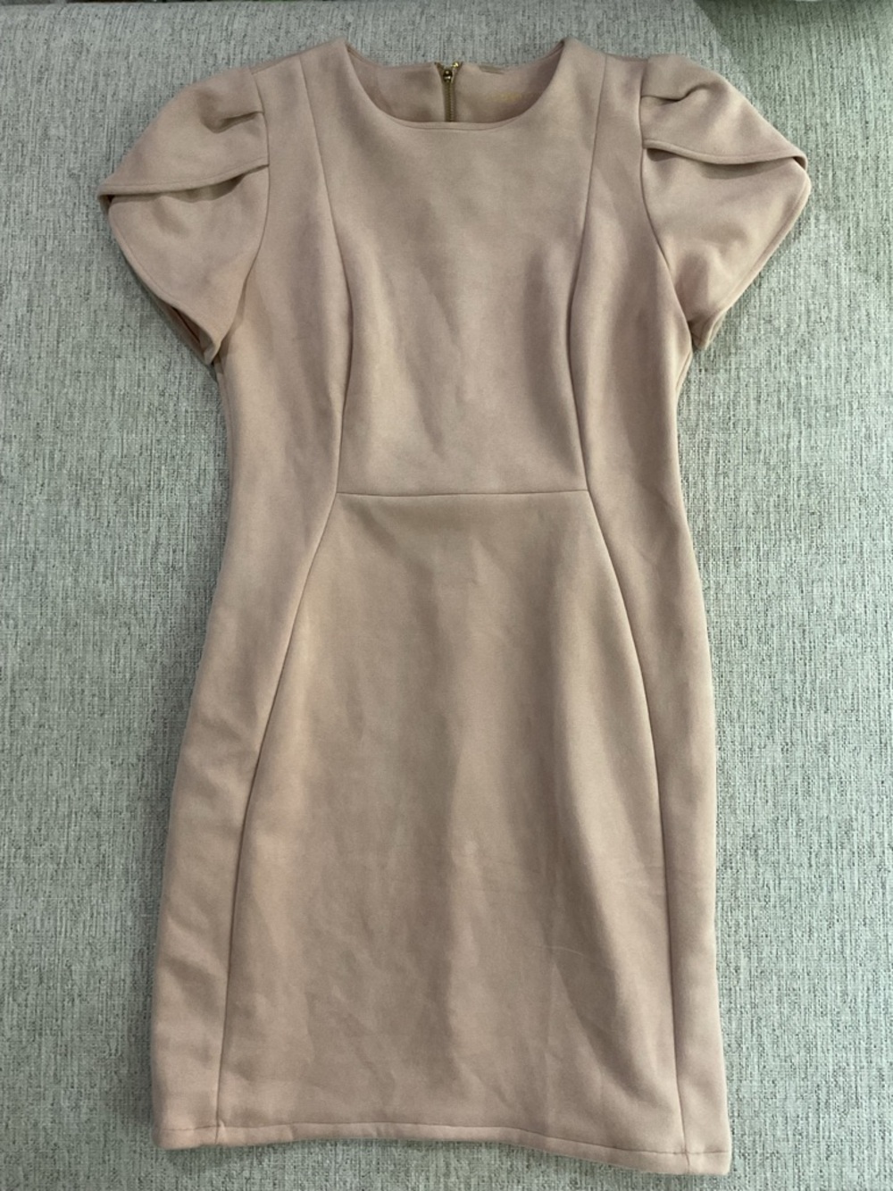 Calvin Klein Blush Short Puff-Sleeve Sheath Dress